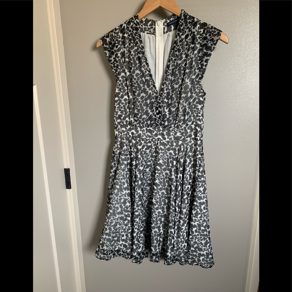 French Connection Crepe Dress- Black & White print